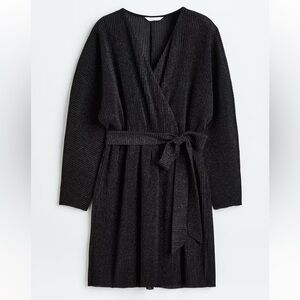 H&M - NWT - Black Wrap Shimmery Party Mini Faux Wrap Dress